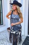 Boho Ranch Shop DIXIE CROSSBODY cowhide Western Tooled Leather fringe purse
