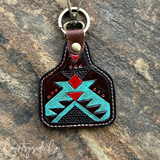 Countryside Co Cowtag Tooled Leather Keychain
