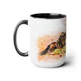 All Designs Equine Eventing Horse Trainer Watercolor Two Toned Mug