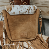 Bessie Cowhide Suede Fringe Womens Purse Crossbody