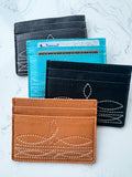Boho Ranch Shop Western Boot Stitch Leather Credit Card Holder Money holder