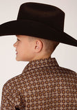 Roper Boy's Cinnamon Foulard Long Sleeve Western Shirt
