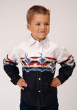 Roper Boy's Vintage Snap Scene Border Print Long Sleeve Shirt