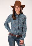 Roper Women's Blue Canyon Paisley Long Sleeve Western Shirt