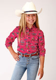 Roper Girls Long Sleeve Print Western Blouse