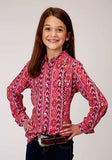 Roper Girls Long Sleeve Print Western Blouse