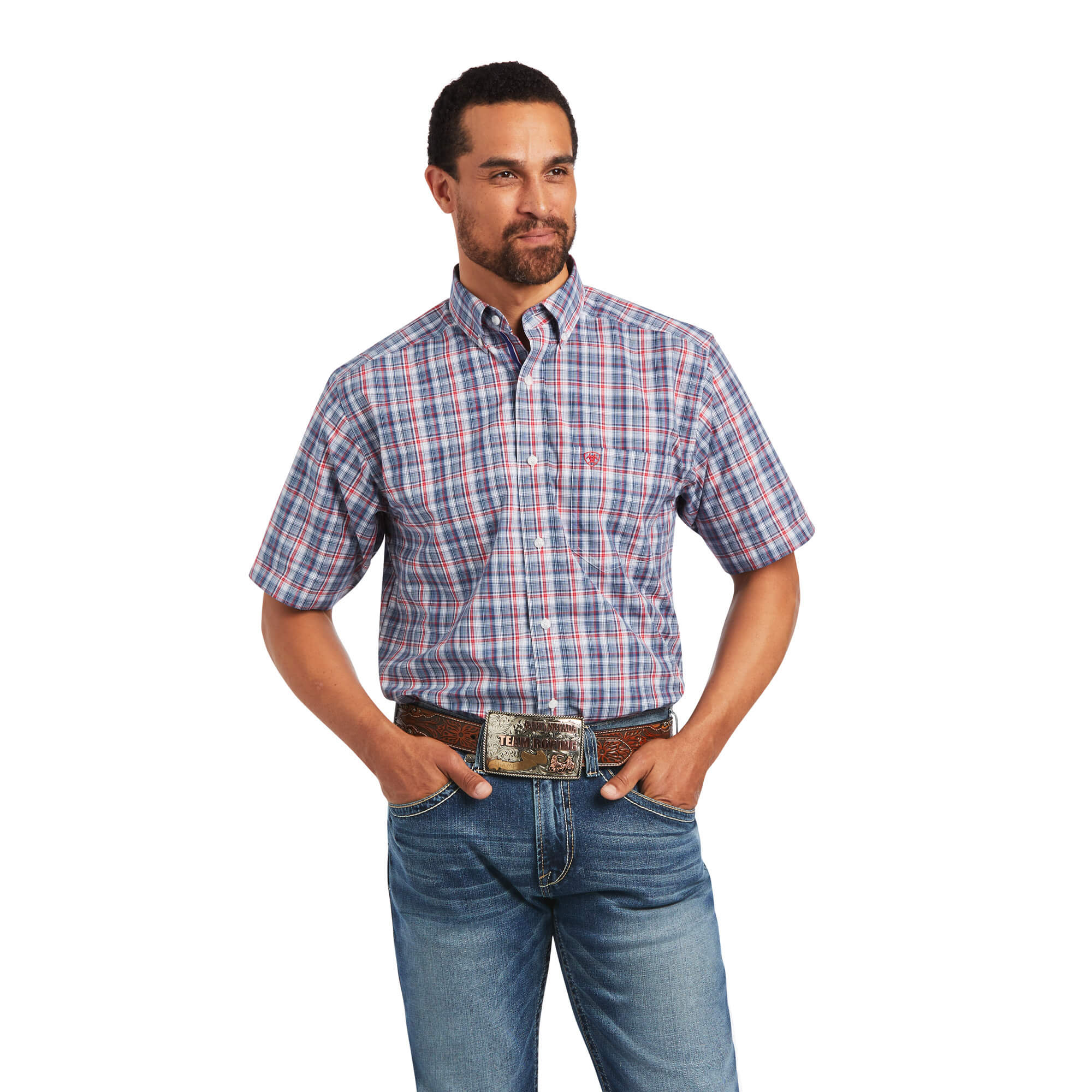 ariat short sleeve dress shirts Jenson Blue Short Sleeve Button Up