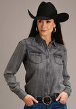 Stetson Ladies Boyfriend Fit Button Denim Long Sleeve Blouse