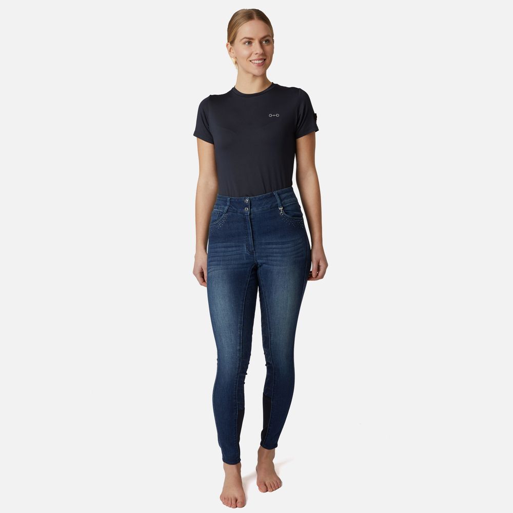 Horze Kaia Womens Full Denim Breeches with Crystals