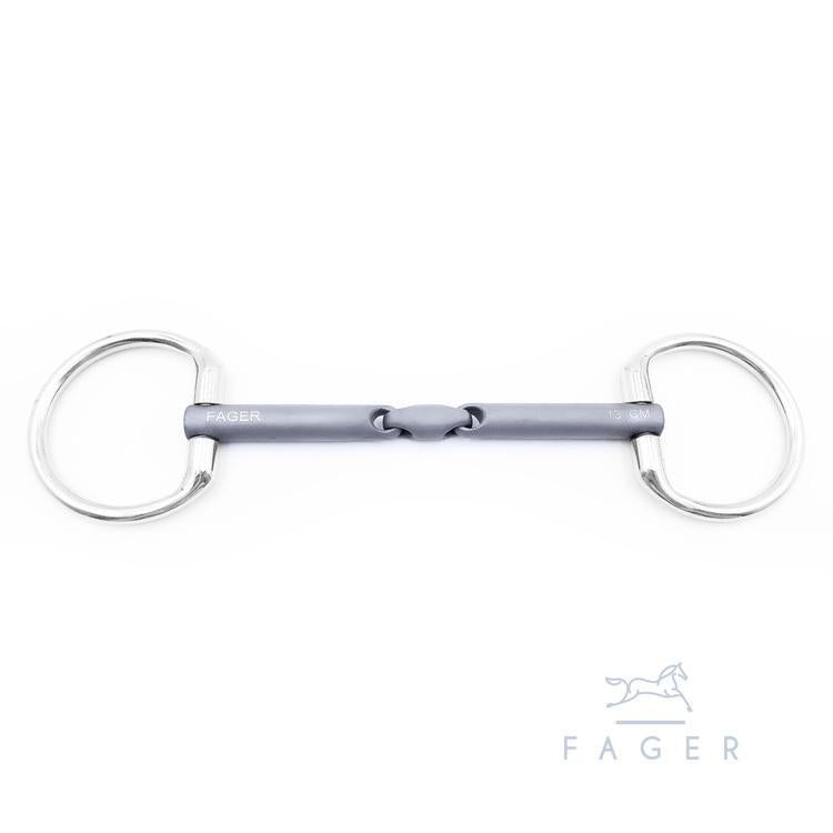Fager Madeleine Titanium Double Jointed Fixed Ring Snaffle