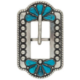 Weaver Turquoise Flower Center Bar Buckle