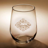 Kelley and Coimpany Stemless Etched Wine Glass