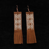 Blazing Roxx Brown Fringe White Stamp Earrings