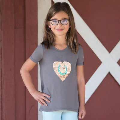Irideon Kids Sequin Flip Heart T Shirt