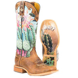 Tin Haul Womens Cactilicious "Looking Sharp" Sole Square Toe Boot