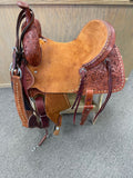 Paul Taylor Rough Out Floral Tooled With Creme Buckstitch Barrel Saddle