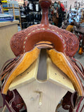 Paul Taylor Rough Out Floral Tooled With Creme Buckstitch Barrel Saddle