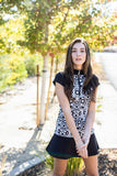 Kastel Denmark Cap Sleeve Performance Black And White Floral 1/4 Zip Shirt