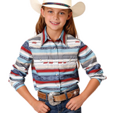 Roper Women's & Girls Long Sleeve Arrow Aztec Stripe Snap Shirt