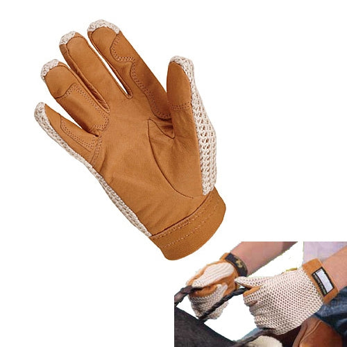Heritage Crochet Riding Glove - Leather Palm With Mesh Top For Warm Weather Riding
