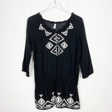 Lds Gauze Tunic W/Emb 3/4