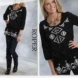Lds Gauze Tunic W/Emb 3/4