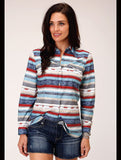 Roper Women's & Girls Long Sleeve Arrow Aztec Stripe Snap Shirt